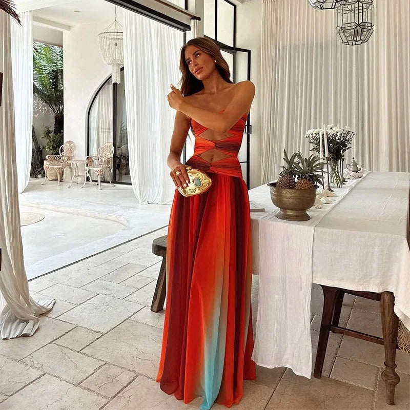 Lina | Robe de Soirée Longue Femme Sans Bretelles Fente