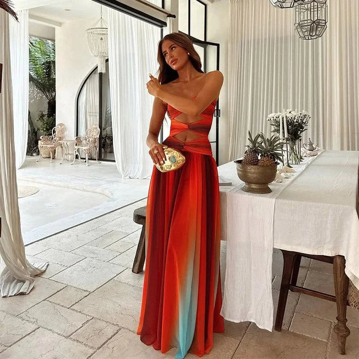 Lina | Robe de Soirée Longue Femme Sans Bretelles Fente