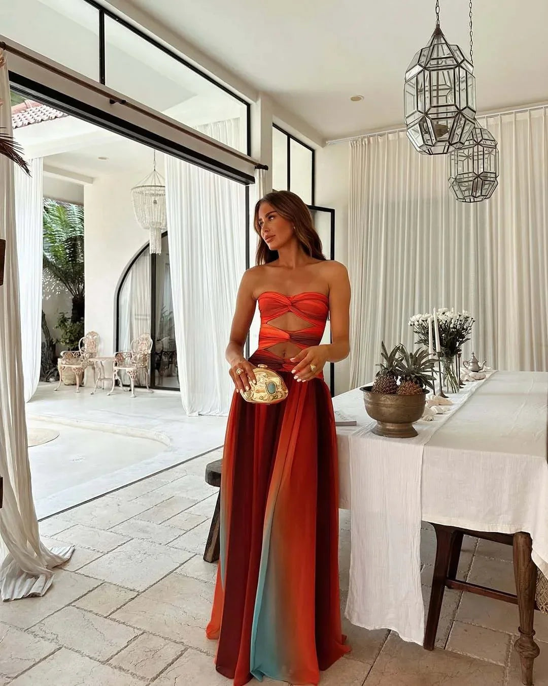 Lina | Robe de Soirée Longue Femme Sans Bretelles Fente