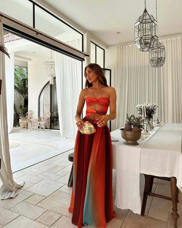 Lina | Robe de Soirée Longue Femme Sans Bretelles Fente