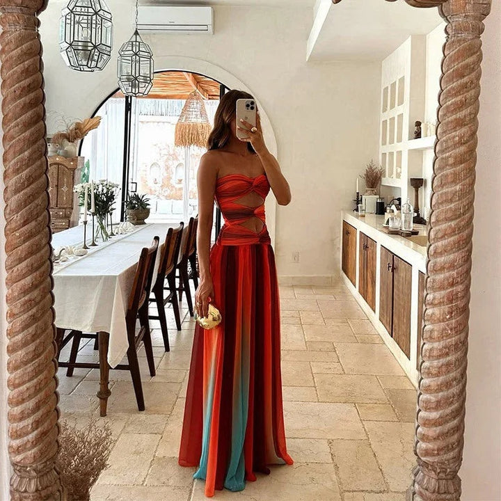 Lina | Robe de Soirée Longue Femme Sans Bretelles Fente