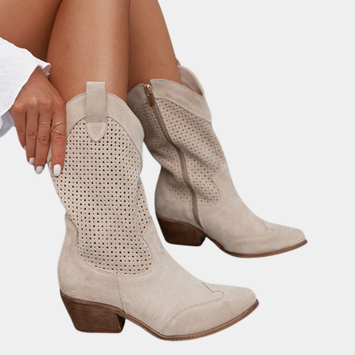Louise | Bottines Femme Talon Western Perforées