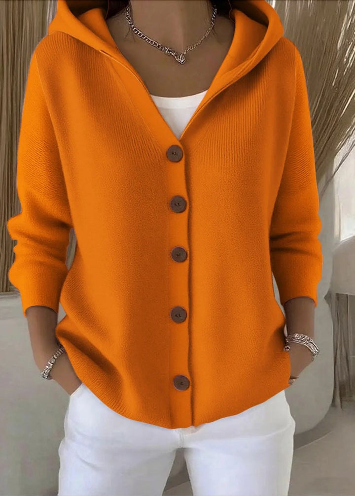 Louise | Cardigan Femme à Capuche Boutons Maille Douce