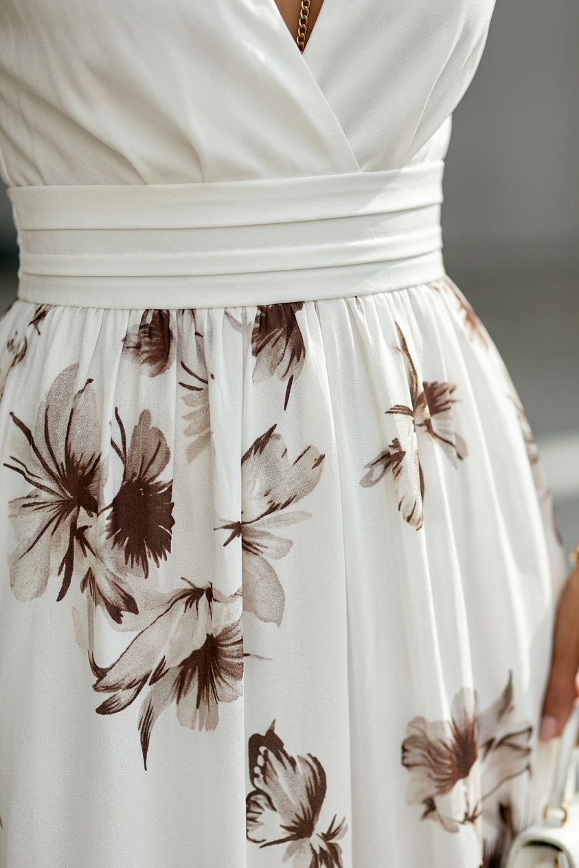 Louise | Robe de Soirée Longue Mariage Femme Décolleté en V Imprimé Floral