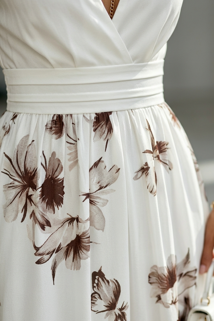 Louise | Robe de Soirée Longue Mariage Femme Décolleté en V Imprimé Floral
