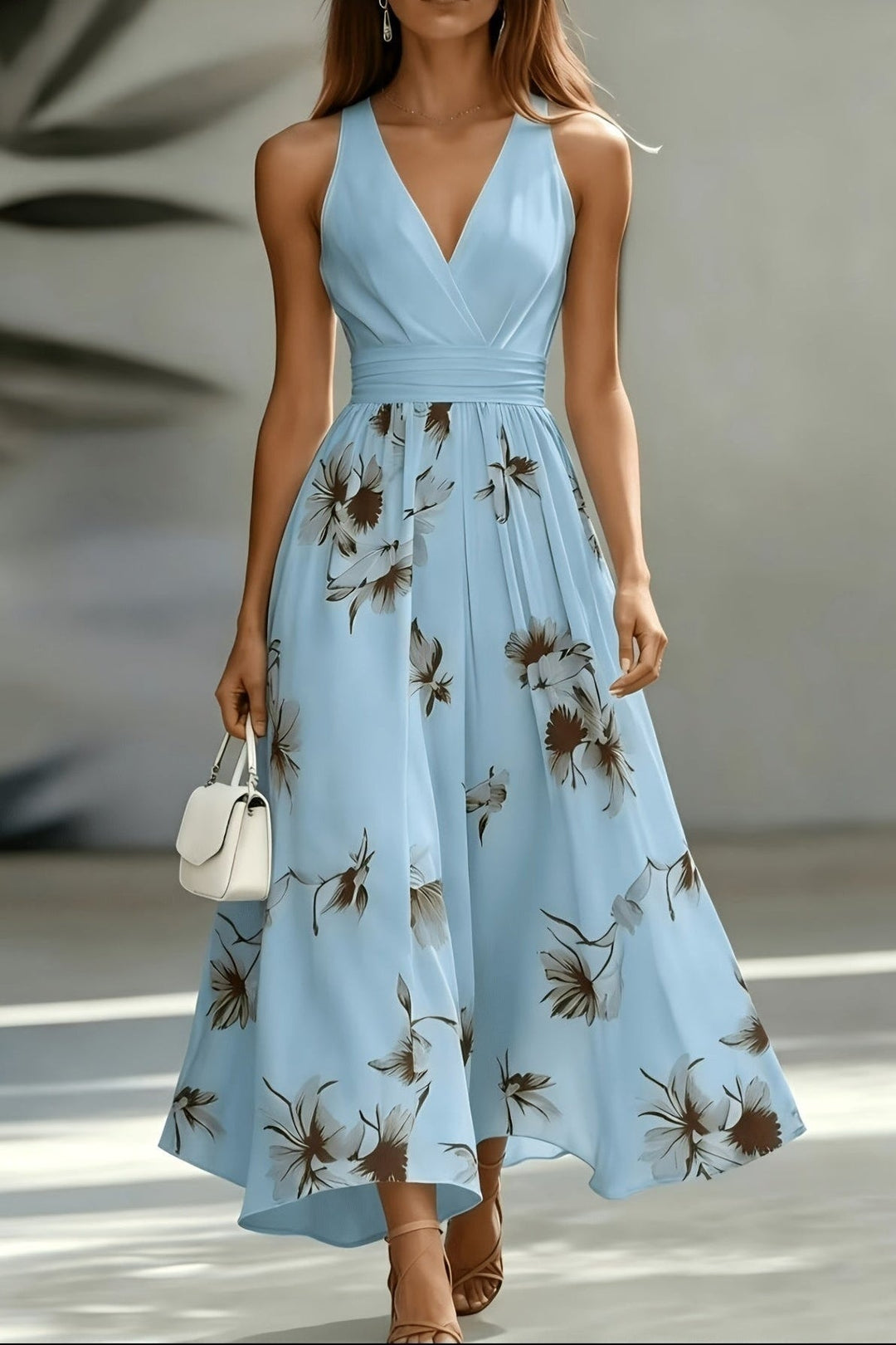 Louise | Robe de Soirée Longue Mariage Femme Décolleté en V Imprimé Floral