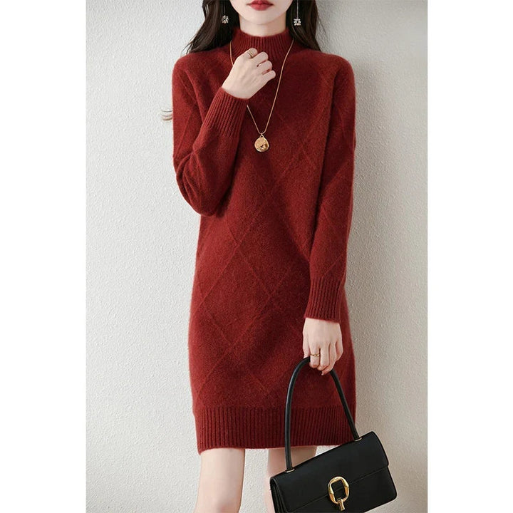Louise | Robe Pull Femme Hiver en Maille Col Roulé