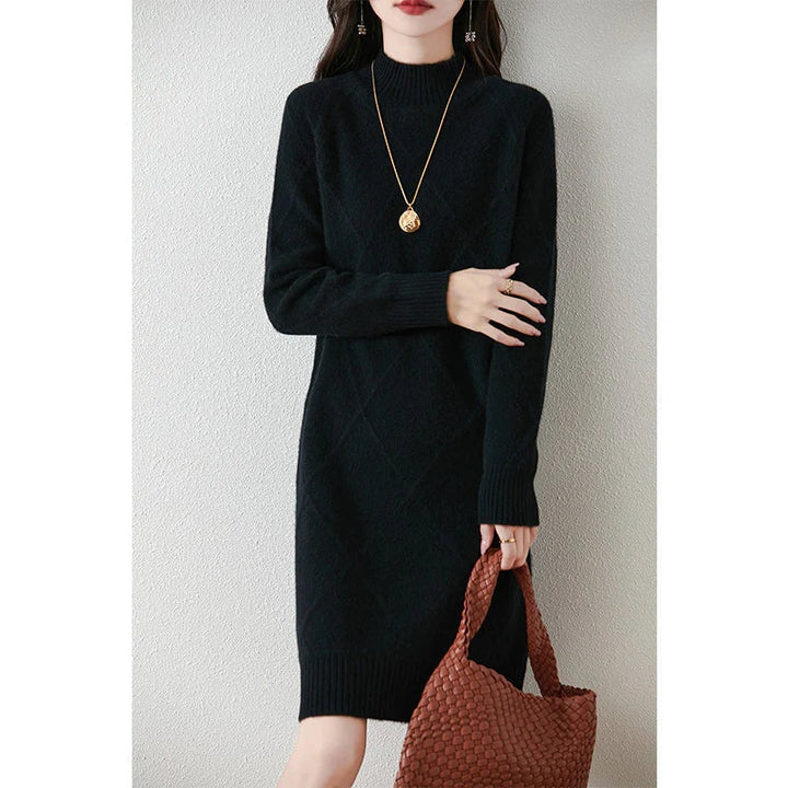 Louise | Robe Pull Femme Hiver en Maille Col Roulé