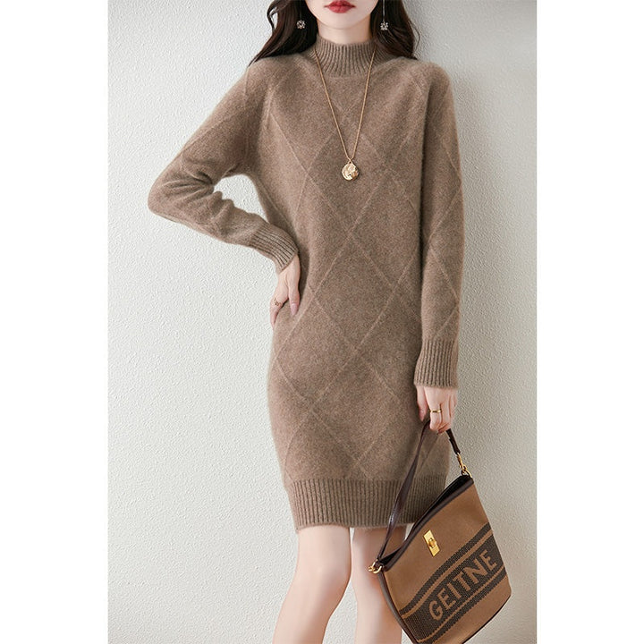 Louise | Robe Pull Femme Hiver en Maille Col Roulé