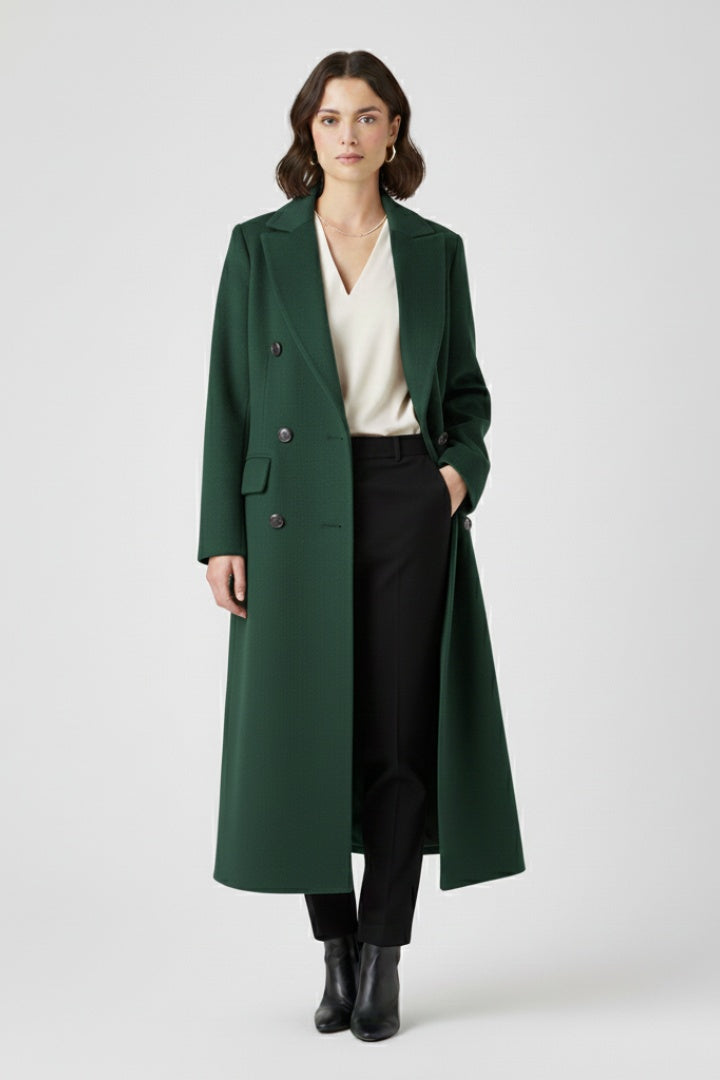 Lucile | Manteau Long Femme Laine Double Boutonnage Col Revers