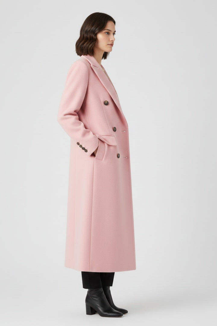Lucile | Manteau Long Femme Laine Double Boutonnage Col Revers