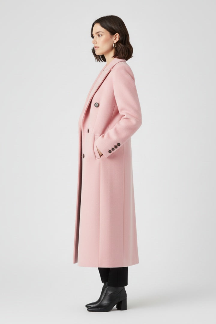 Lucile | Manteau Long Femme Laine Double Boutonnage Col Revers