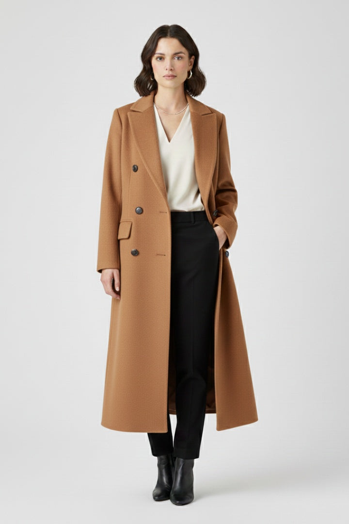 Lucile | Manteau Long Femme Laine Double Boutonnage Col Revers
