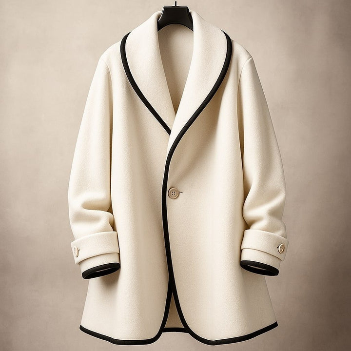 Lucile | Manteau Oversize en Laine Femme Col Châle Bords Contrastants