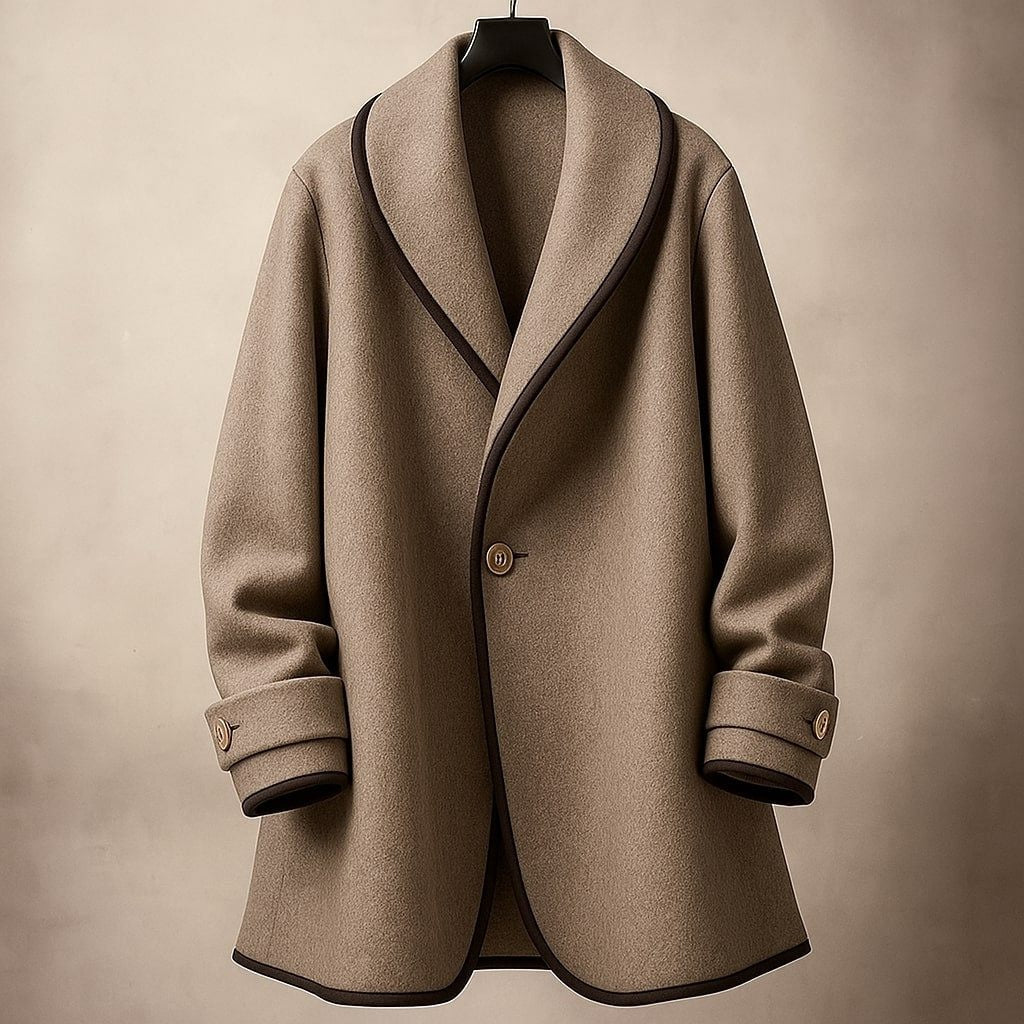 Lucile | Manteau Oversize en Laine Femme Col Châle Bords Contrastants