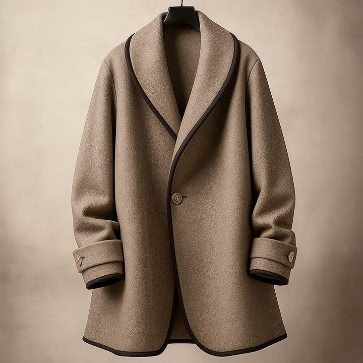 Lucile | Manteau Oversize en Laine Femme Col Châle Bords Contrastants