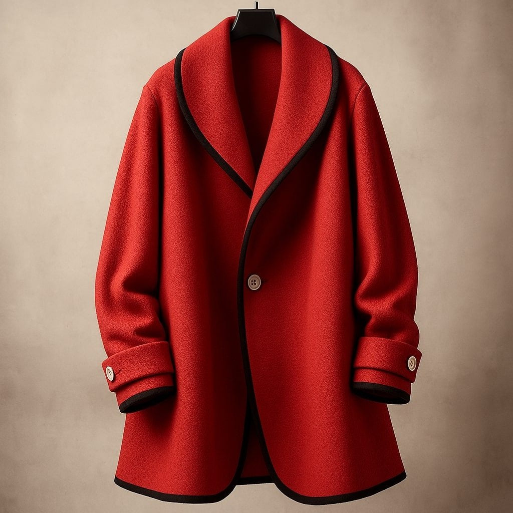 Lucile | Manteau Oversize en Laine Femme Col Châle Bords Contrastants