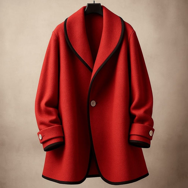 Lucile | Manteau Oversize en Laine Femme Col Châle Bords Contrastants