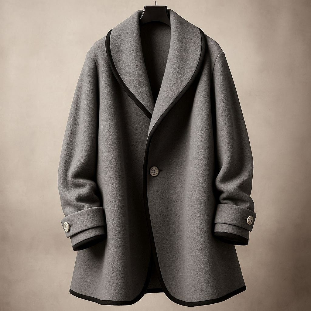Lucile | Manteau Oversize en Laine Femme Col Châle Bords Contrastants
