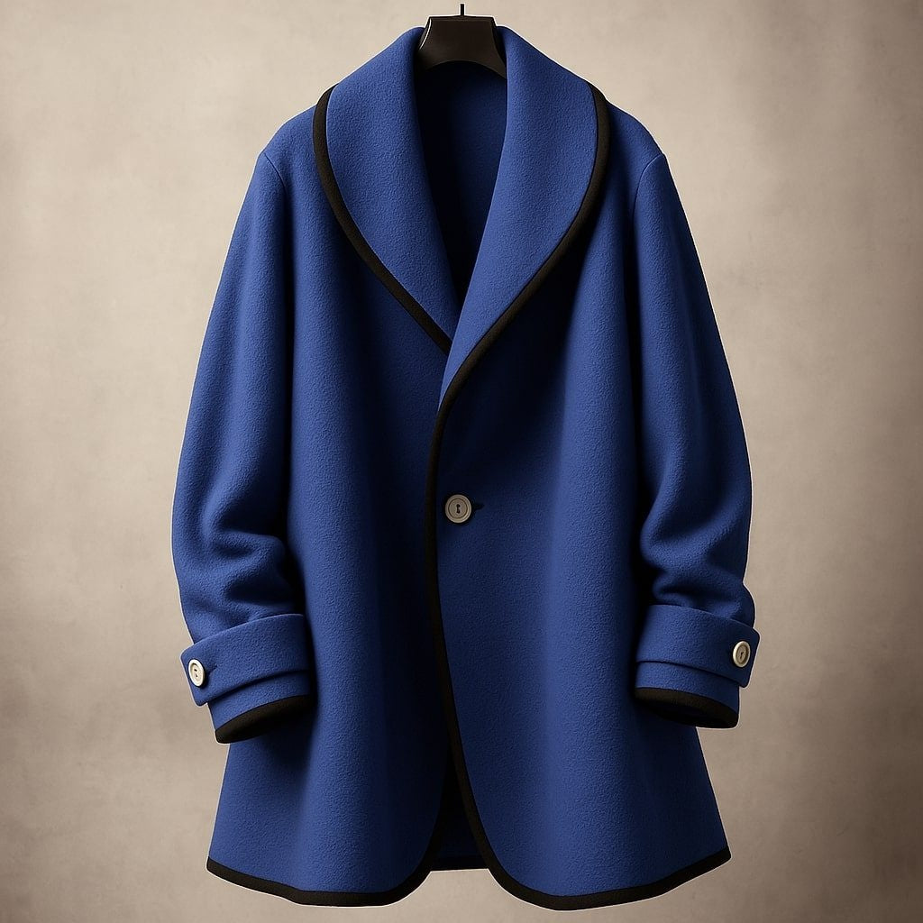 Lucile | Manteau Oversize en Laine Femme Col Châle Bords Contrastants