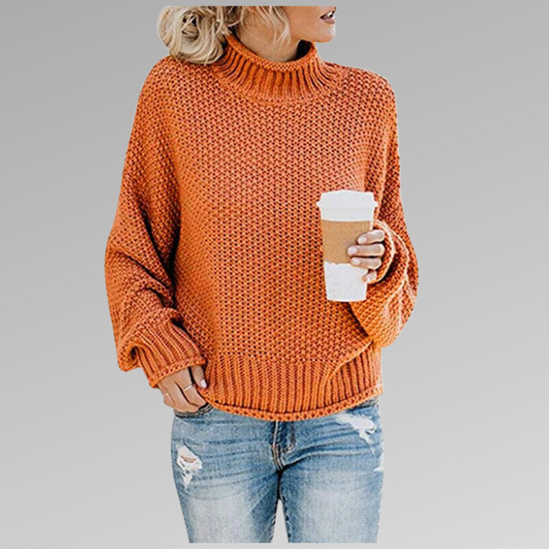 Lucile | Pull Col Roulé Grosse Maille Femme Oversize