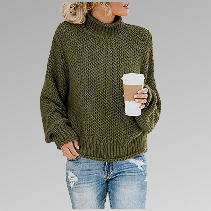 Lucile | Pull Col Roulé Grosse Maille Femme Oversize