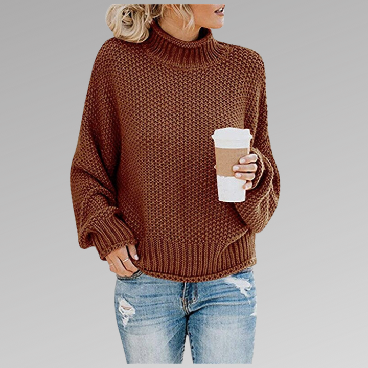 Lucile | Pull Col Roulé Grosse Maille Femme Oversize