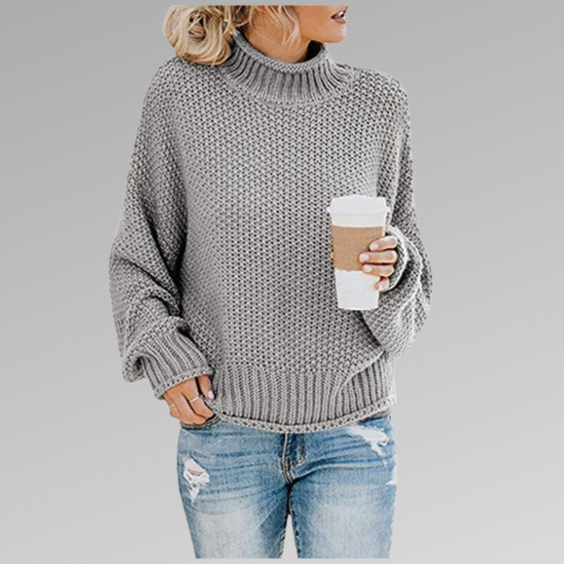 Lucile | Pull Col Roulé Grosse Maille Femme Oversize