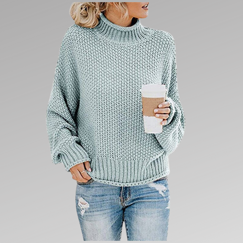Lucile | Pull Col Roulé Grosse Maille Femme Oversize