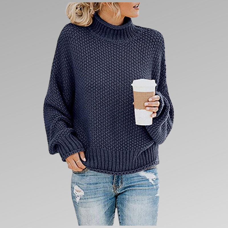 Lucile | Pull Col Roulé Grosse Maille Femme Oversize