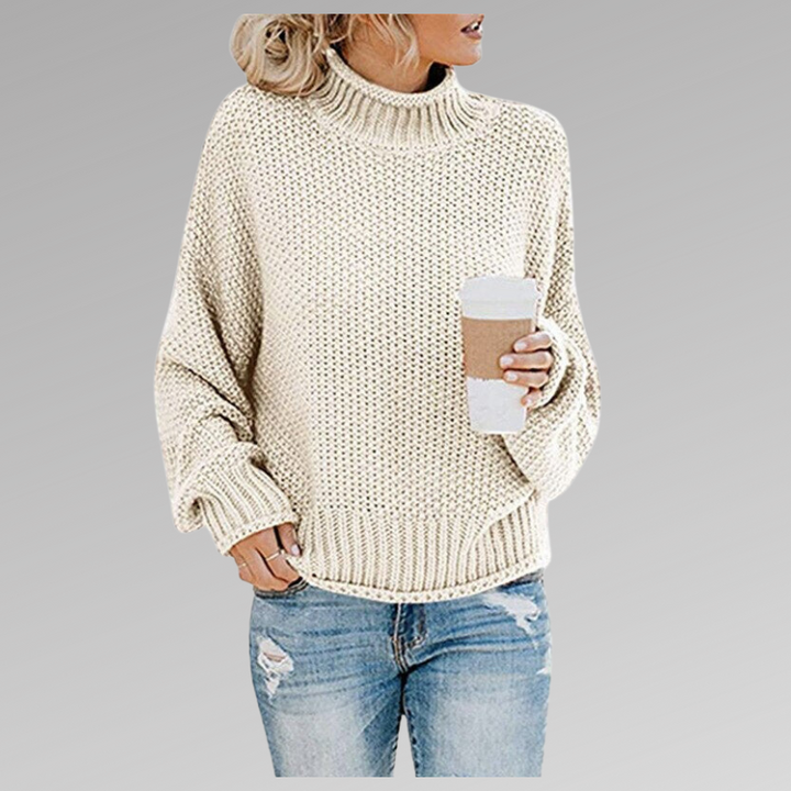 Lucile | Pull Col Roulé Grosse Maille Femme Oversize