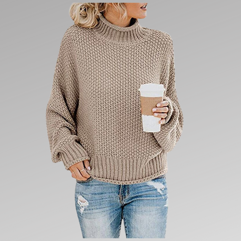 Lucile | Pull Col Roulé Grosse Maille Femme Oversize