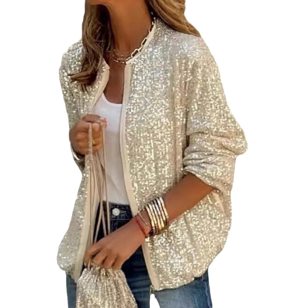 Lucile | Veste Paillette Femme Bomber Zippée