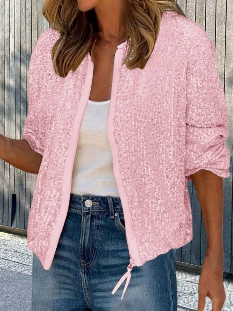 Lucile | Veste Paillette Femme Bomber Zippée