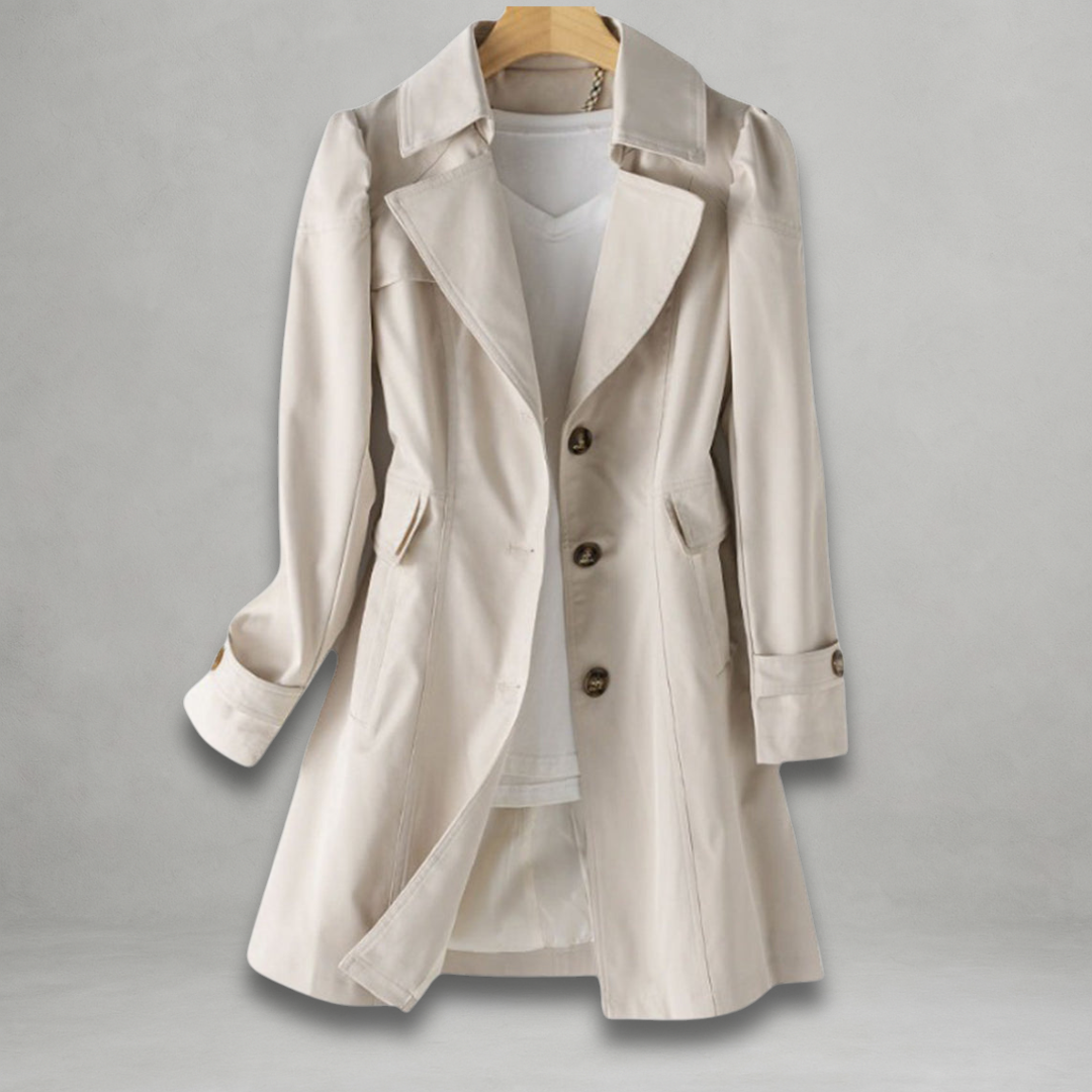 Madeleine | Trench Coat Femme Imperméable Mi-Longue Boutonnée