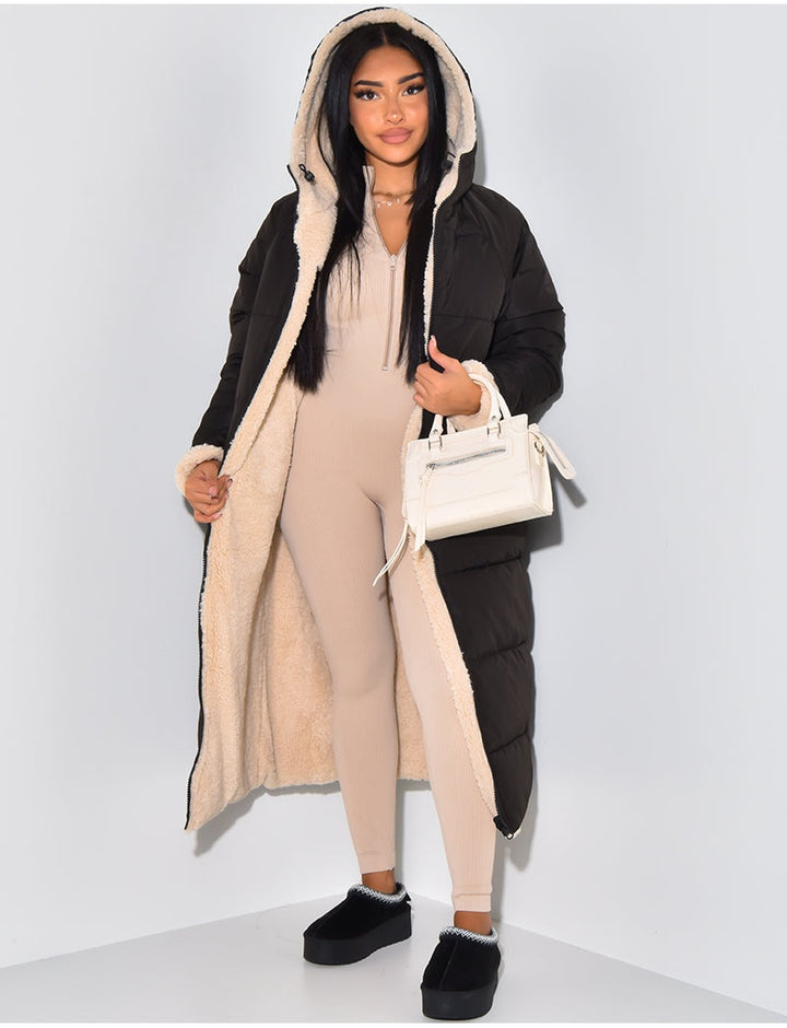 Maëlys | Doudoune Longue Femme à Capuche Doublure Sherpa