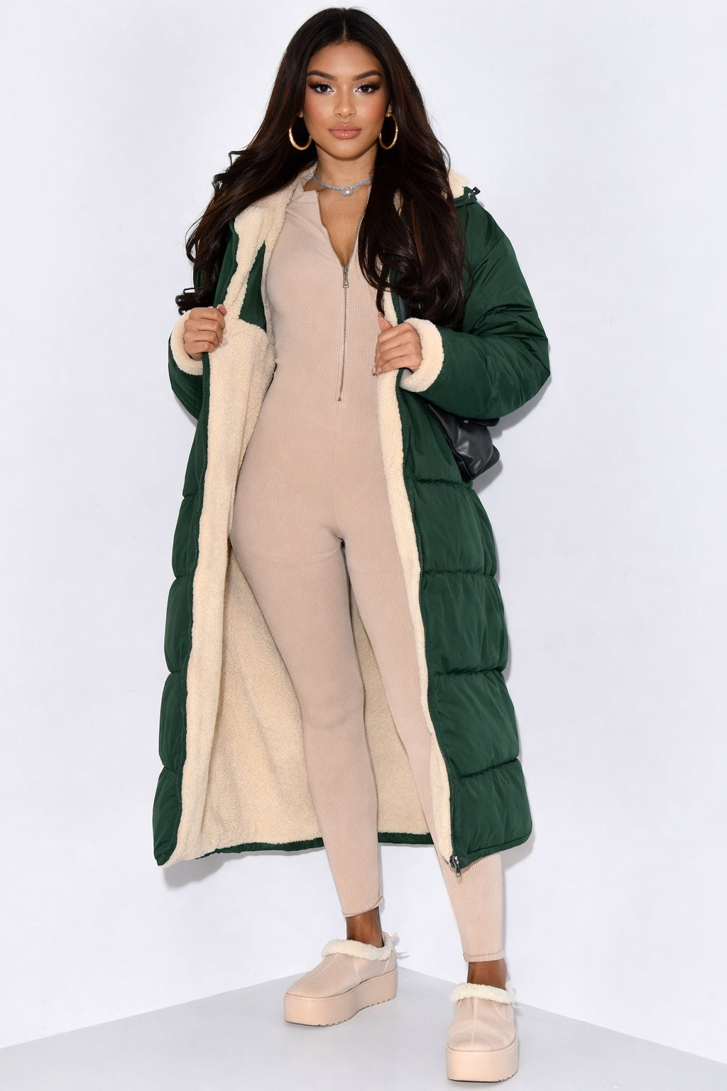 Maëlys | Doudoune Longue Femme à Capuche Doublure Sherpa