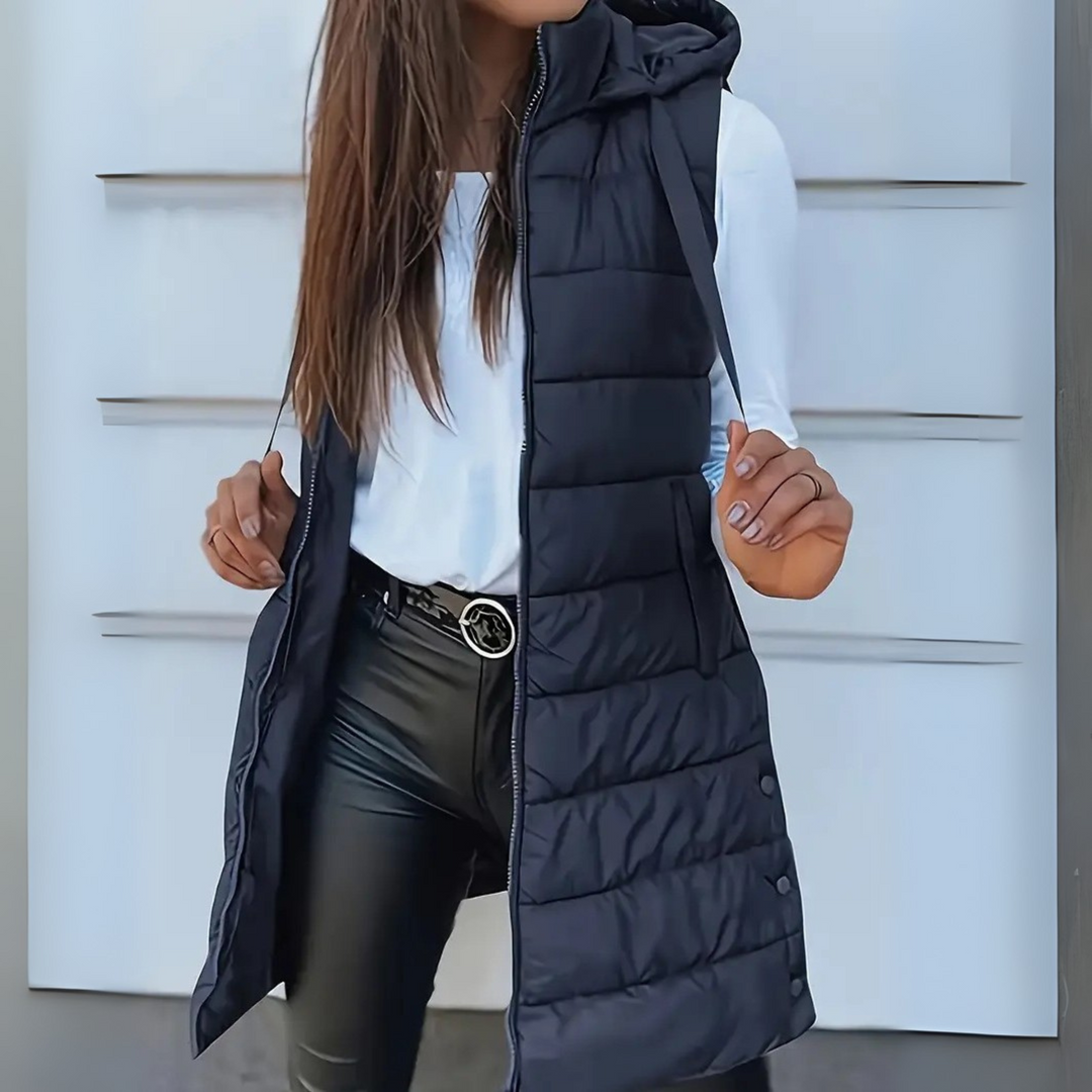 Maëlys | Doudoune Sans Manche Femme Longue à Capuche
