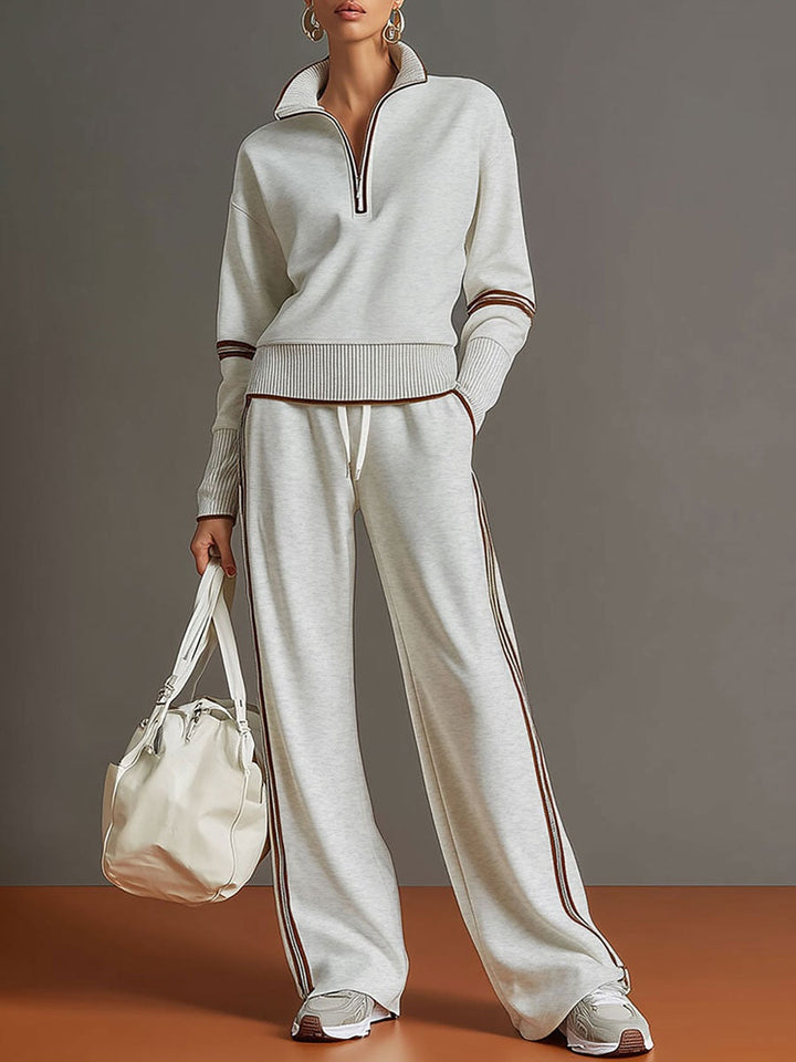 Maëva | Jogging Large Femme Sweat Zippé Ensemble Deux Pièces