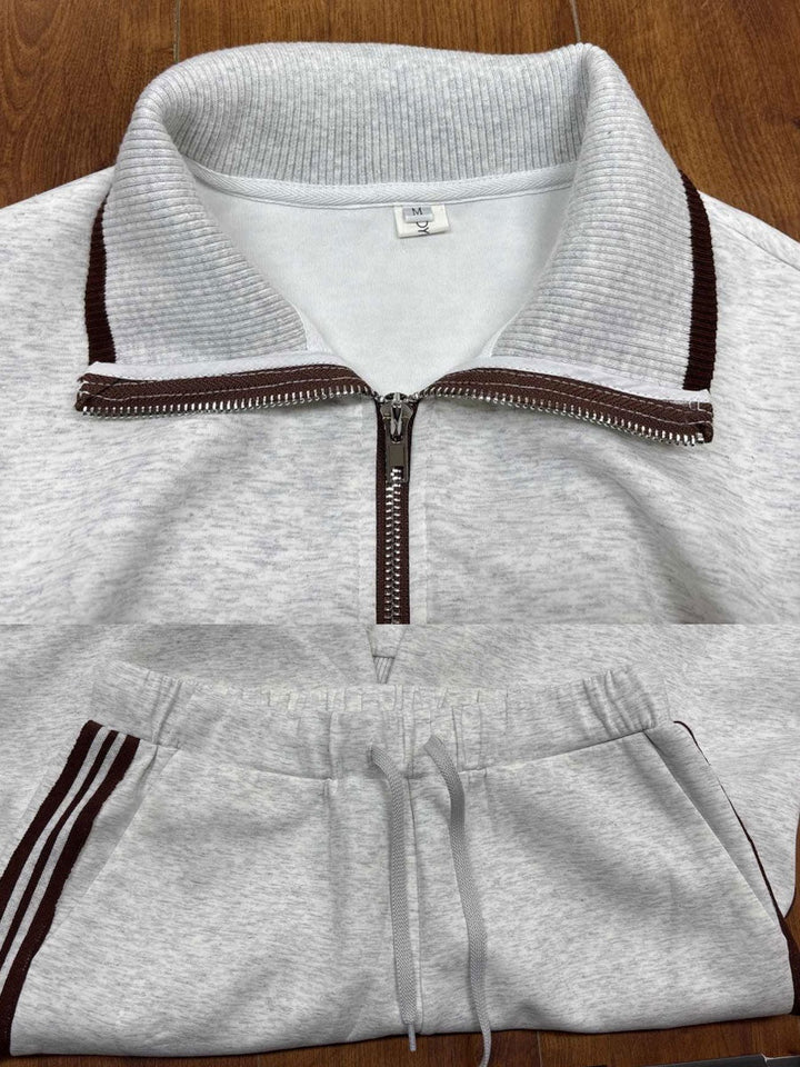 Maëva | Jogging Large Femme Sweat Zippé Ensemble Deux Pièces