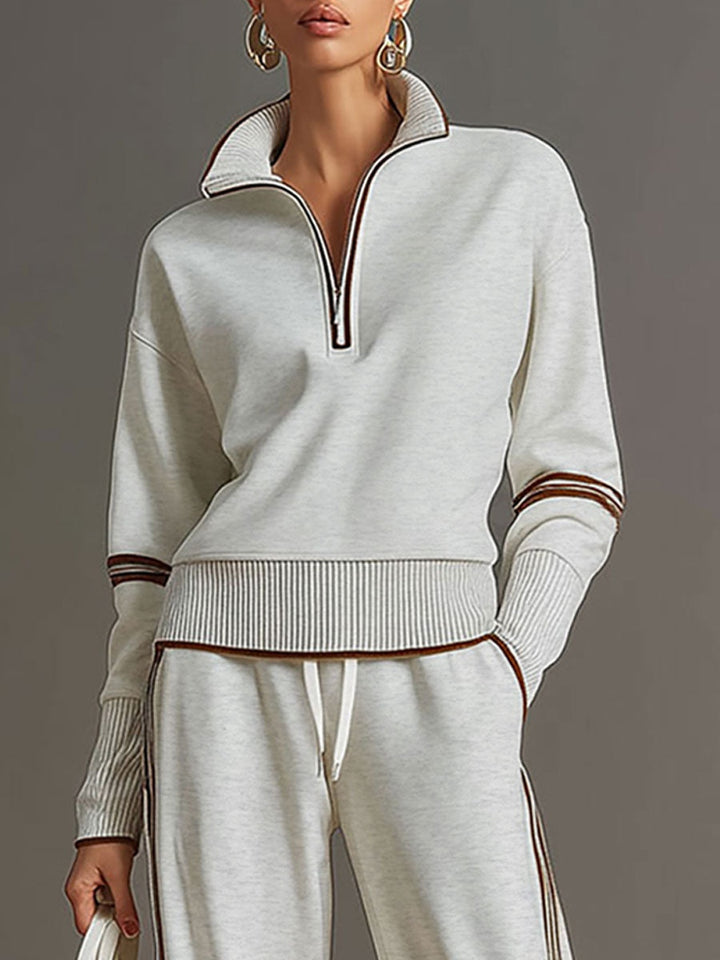 Maëva | Jogging Large Femme Sweat Zippé Ensemble Deux Pièces