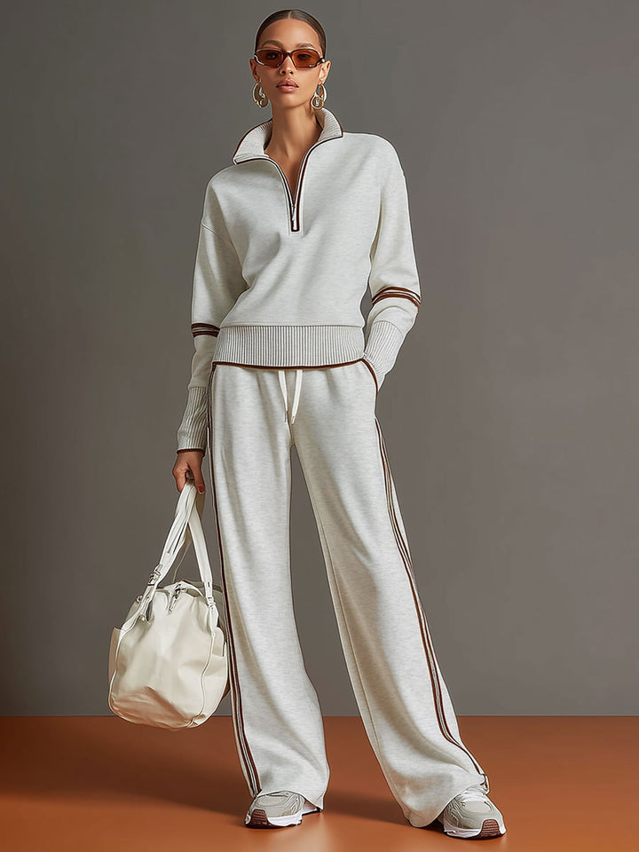 Maëva | Jogging Large Femme Sweat Zippé Ensemble Deux Pièces