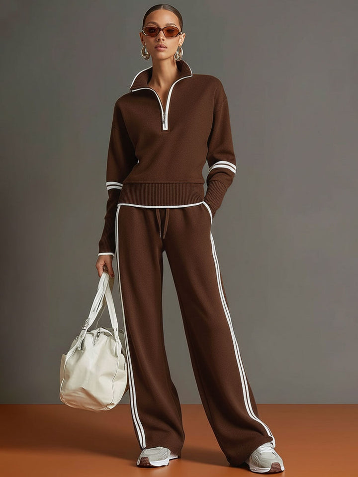 Maëva | Jogging Large Femme Sweat Zippé Ensemble Deux Pièces