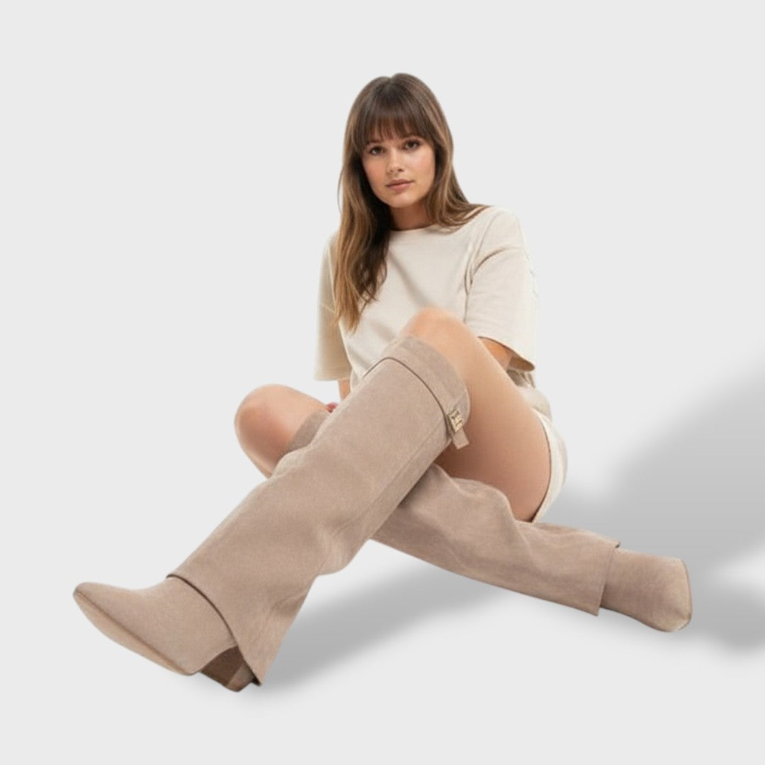 Manon | Bottes Hautes Femme Daim Talon Bloc