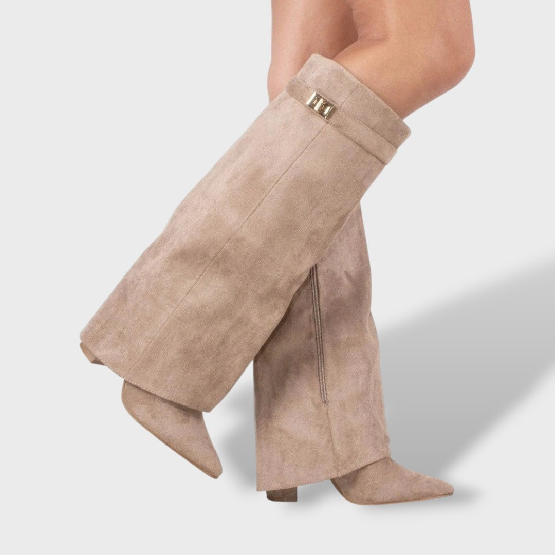 Manon | Bottes Hautes Femme Daim Talon Bloc