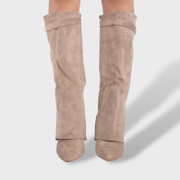 Manon | Bottes Hautes Femme Daim Talon Bloc