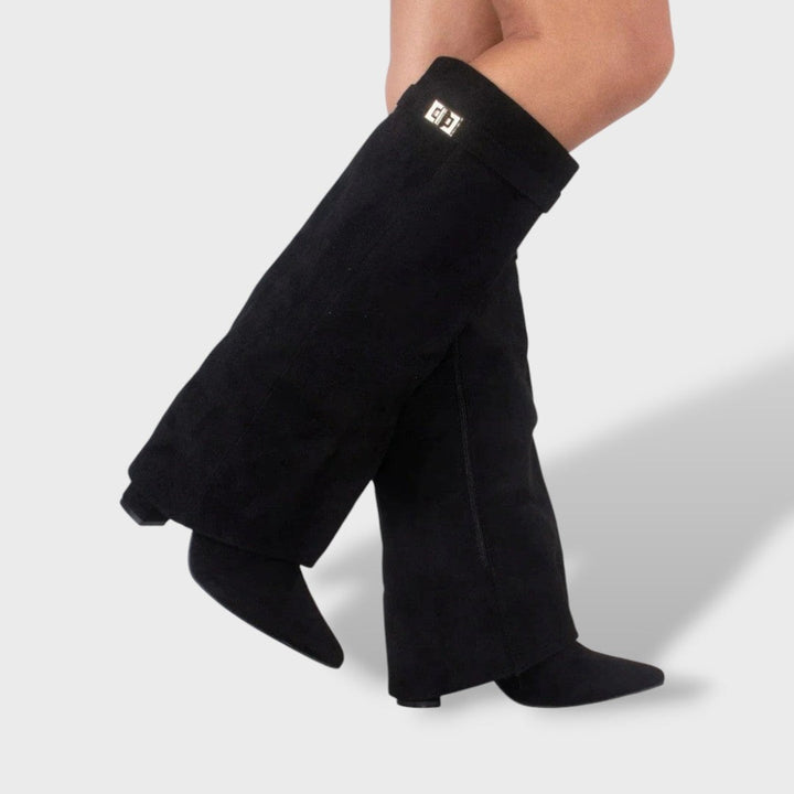 Manon | Bottes Hautes Femme Daim Talon Bloc