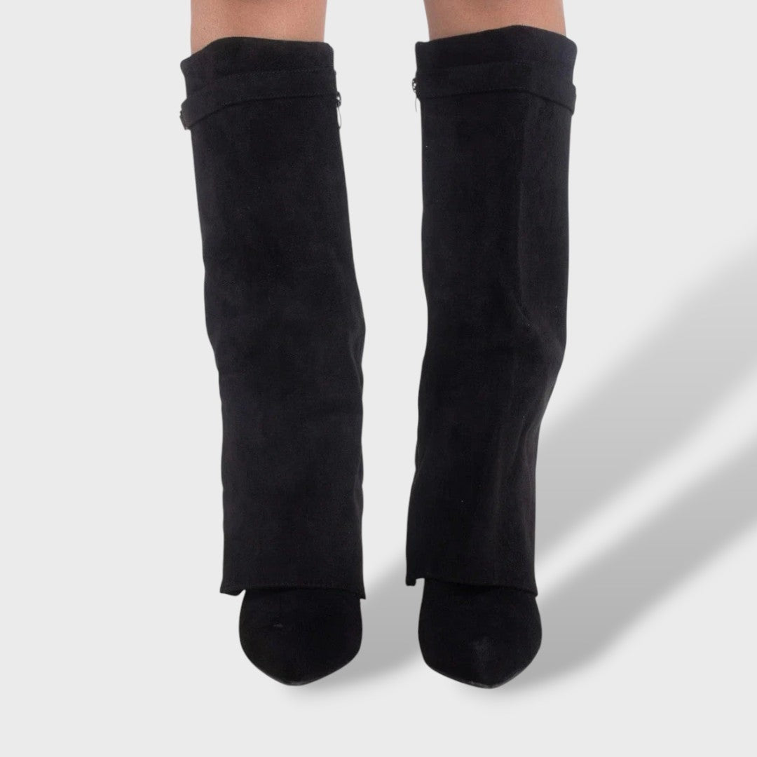 Manon | Bottes Hautes Femme Daim Talon Bloc