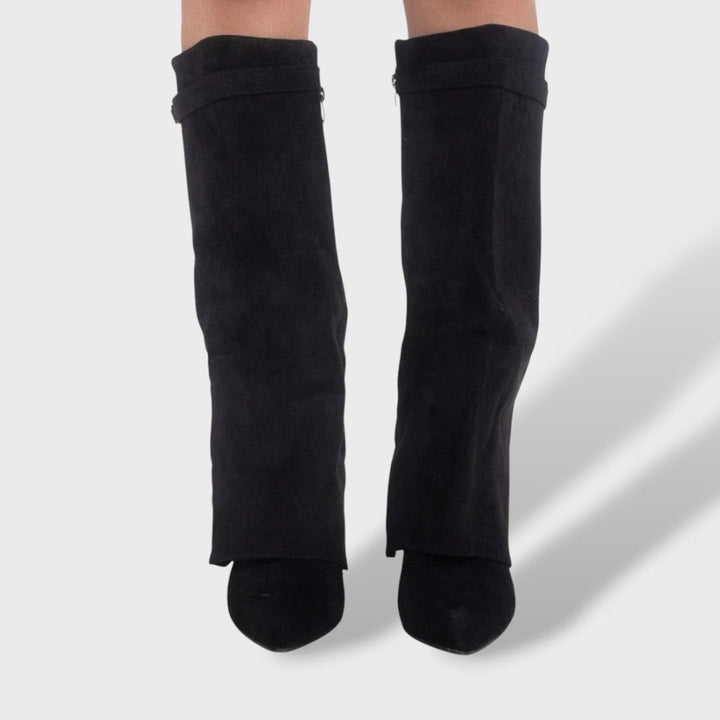 Manon | Bottes Hautes Femme Daim Talon Bloc