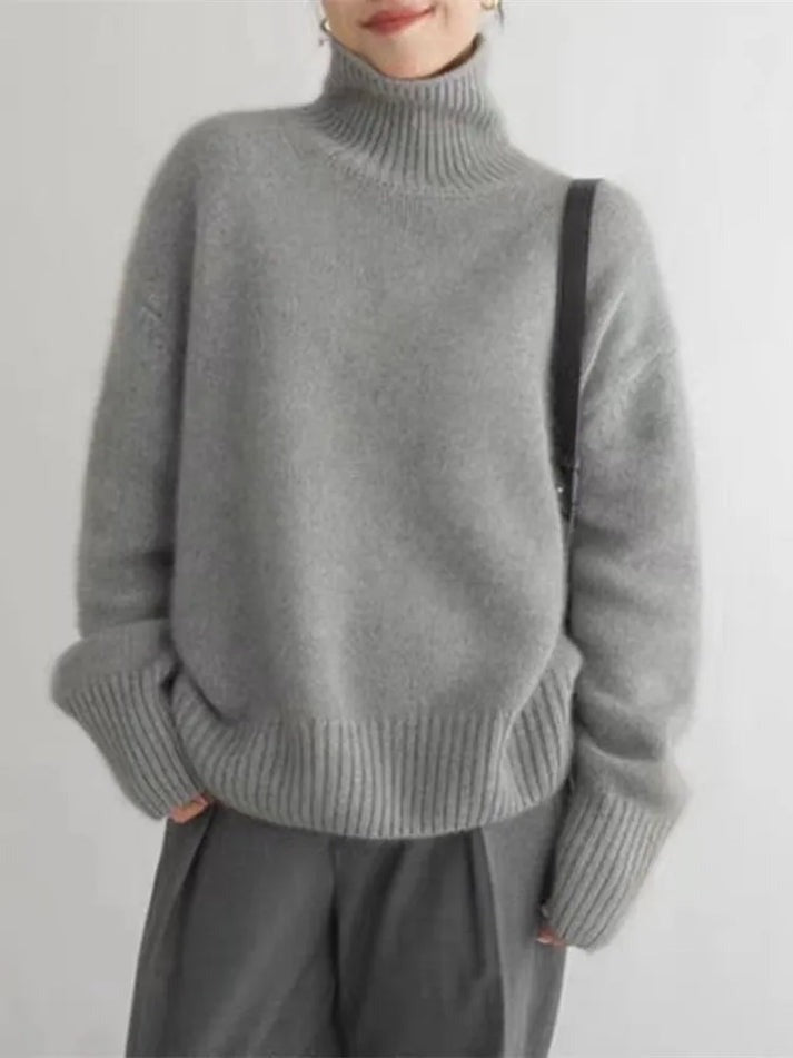 Manon | Pull Col Roulé en Cachemire Femme Oversize Grosse Maille